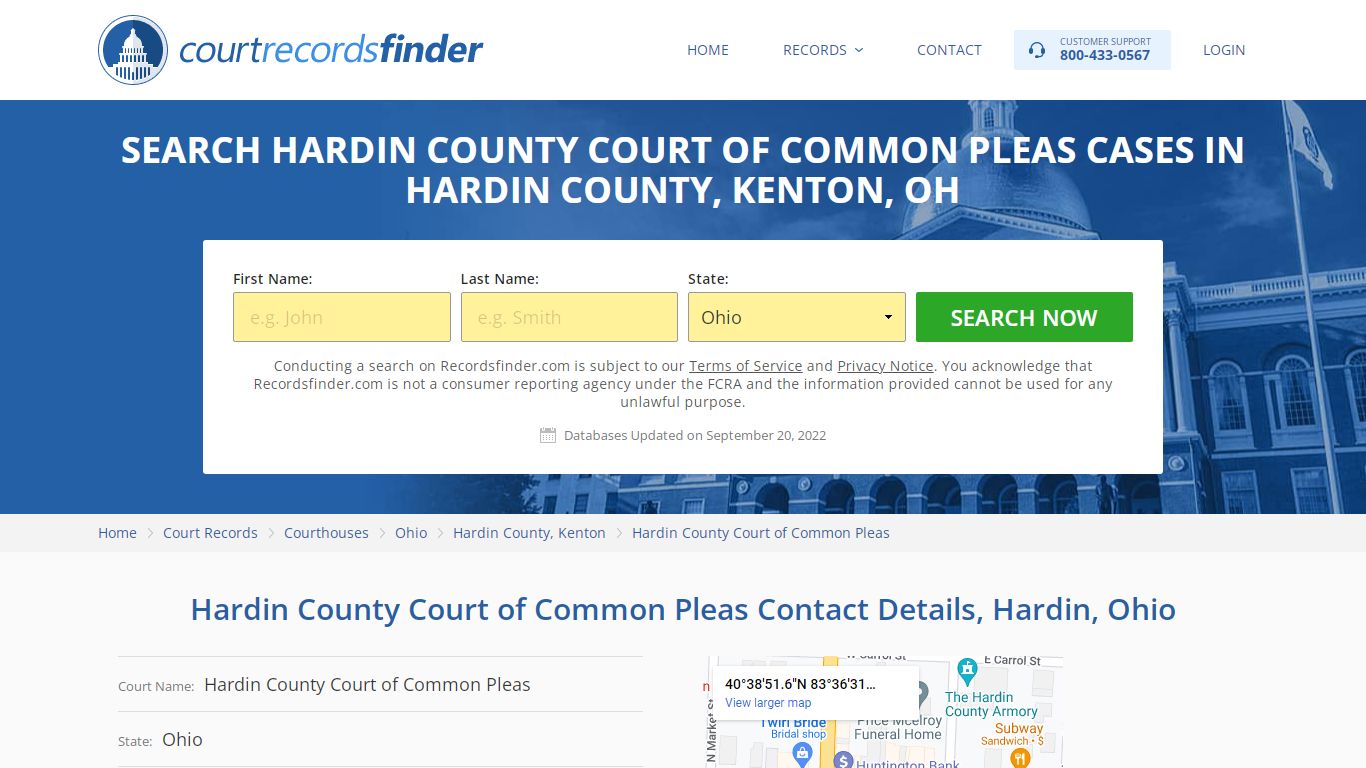 Hardin County Court of Common Pleas Case Search - RecordsFinder